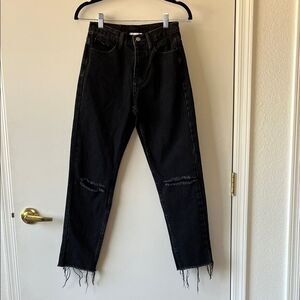 Princess Polly Black Straight Leg Jeans